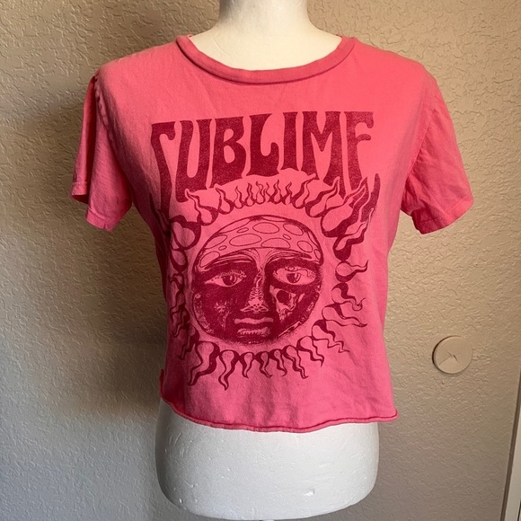 Rowdy Sprouts Pink Sublime Graphic Kids Crop Top sz 14 - Picture 2 of 6